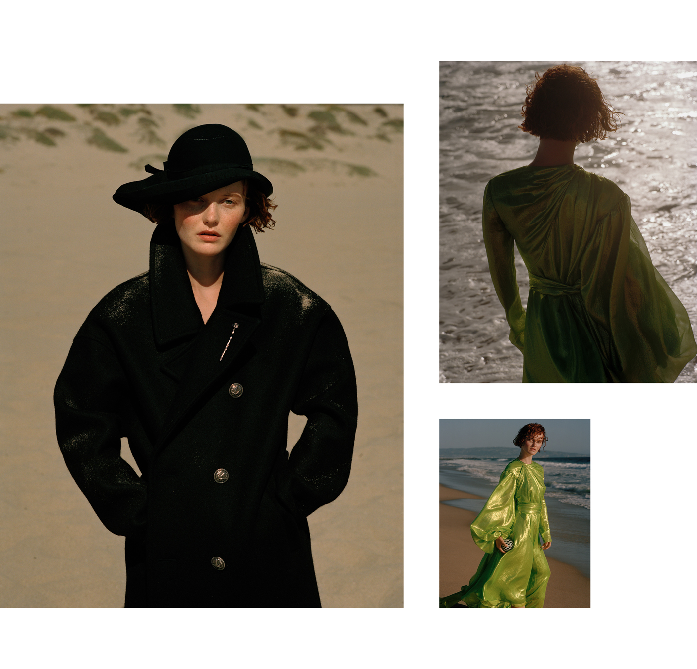 Left: Coat by Saint Laurent. Hat from Palace Costume.Right: Dress by Emilio Pucci.