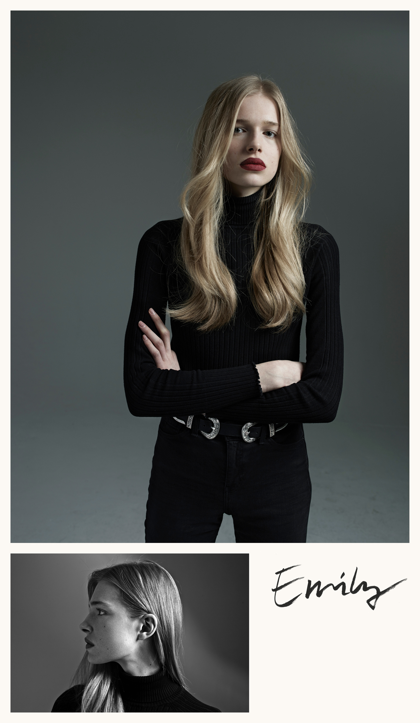 Emily Unkles at The Society Management wears sweater by Wolford. Jeans by & Other Stories. Belt, model's own.